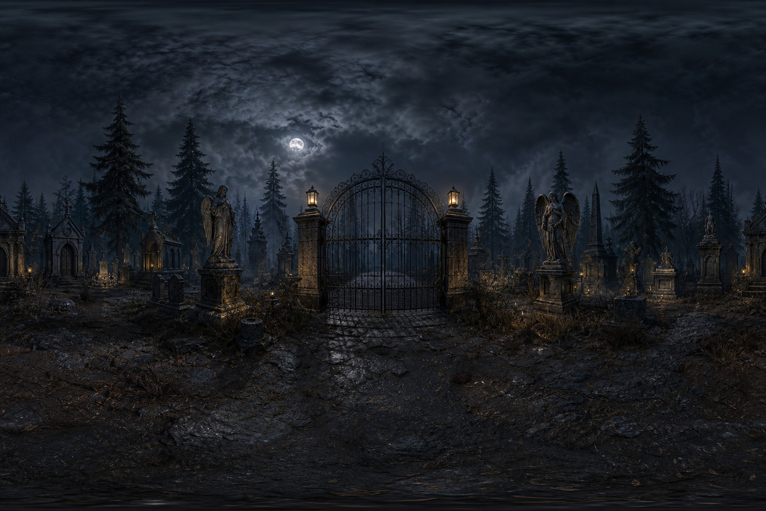 Moonlit graveyard under night guard watch — Graveyard Night Guard